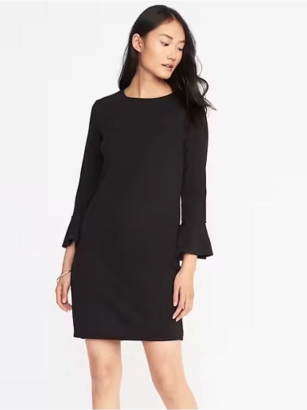 Old Navy Black Ponte Mini Dress with Flute Bell Sleeves NWT!